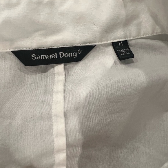 Samuel Dong White Button Down Shirt. Sz M - Picture 5 of 8